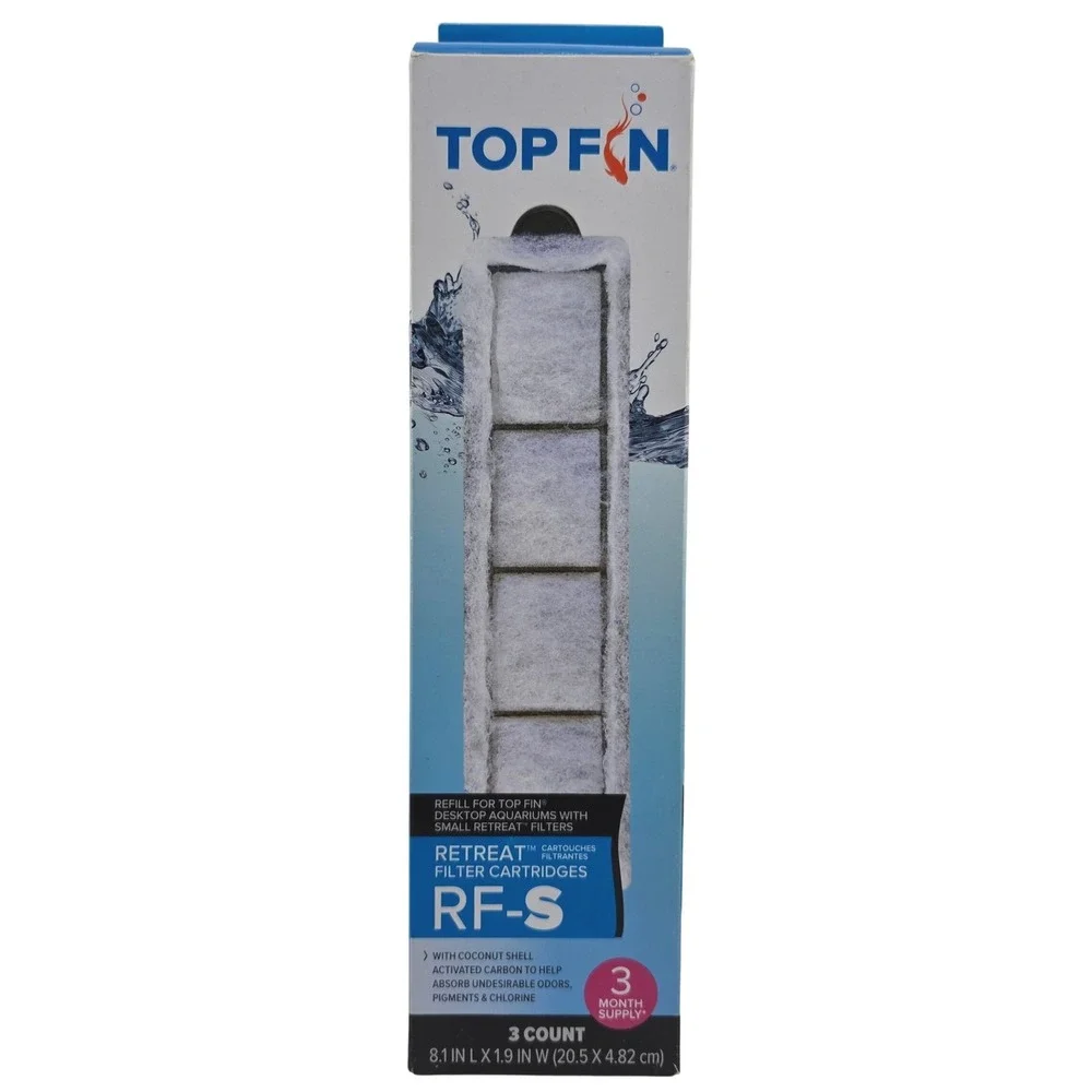 Top Fin Retreat Filter Cartridges RF-S 3 Count Small Desktop Aquarium‎ Refill